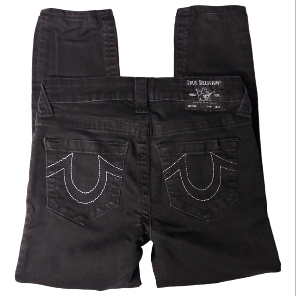 True Religion "Halle" mid rise super skinny light wash black stretchy jeans